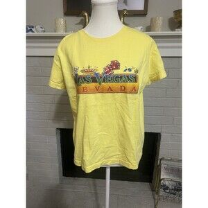 Vintage 90s Las Vegas Nevada T-Shirt Yellow Casino Size L/XL USA